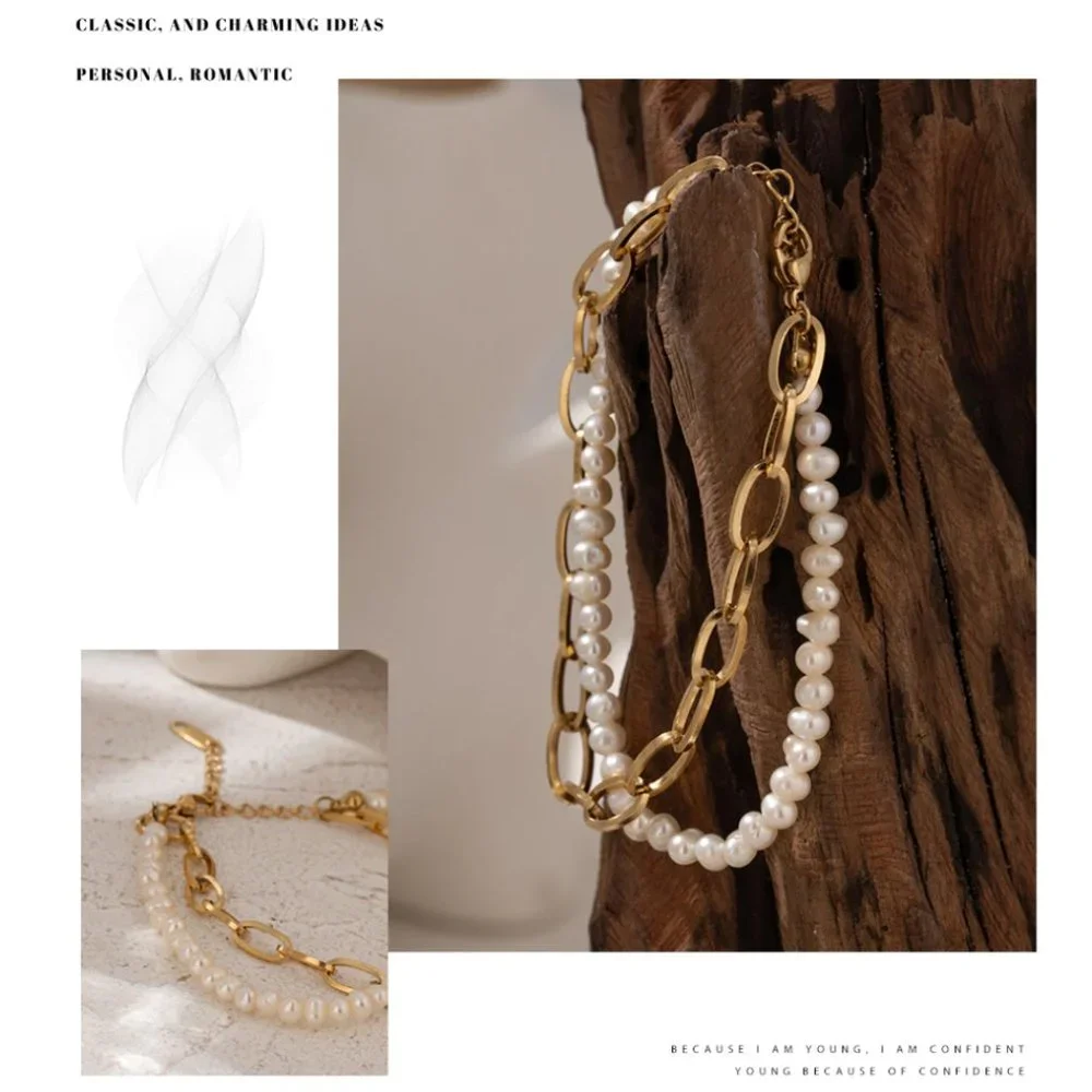 New 18K Gold Natural Pearls Double Layer Bracelet - Picture 8 of 11